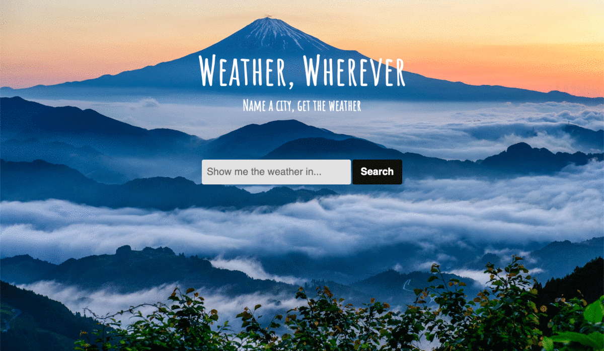 a gif showcasing the features of the Weather, Wherever website.